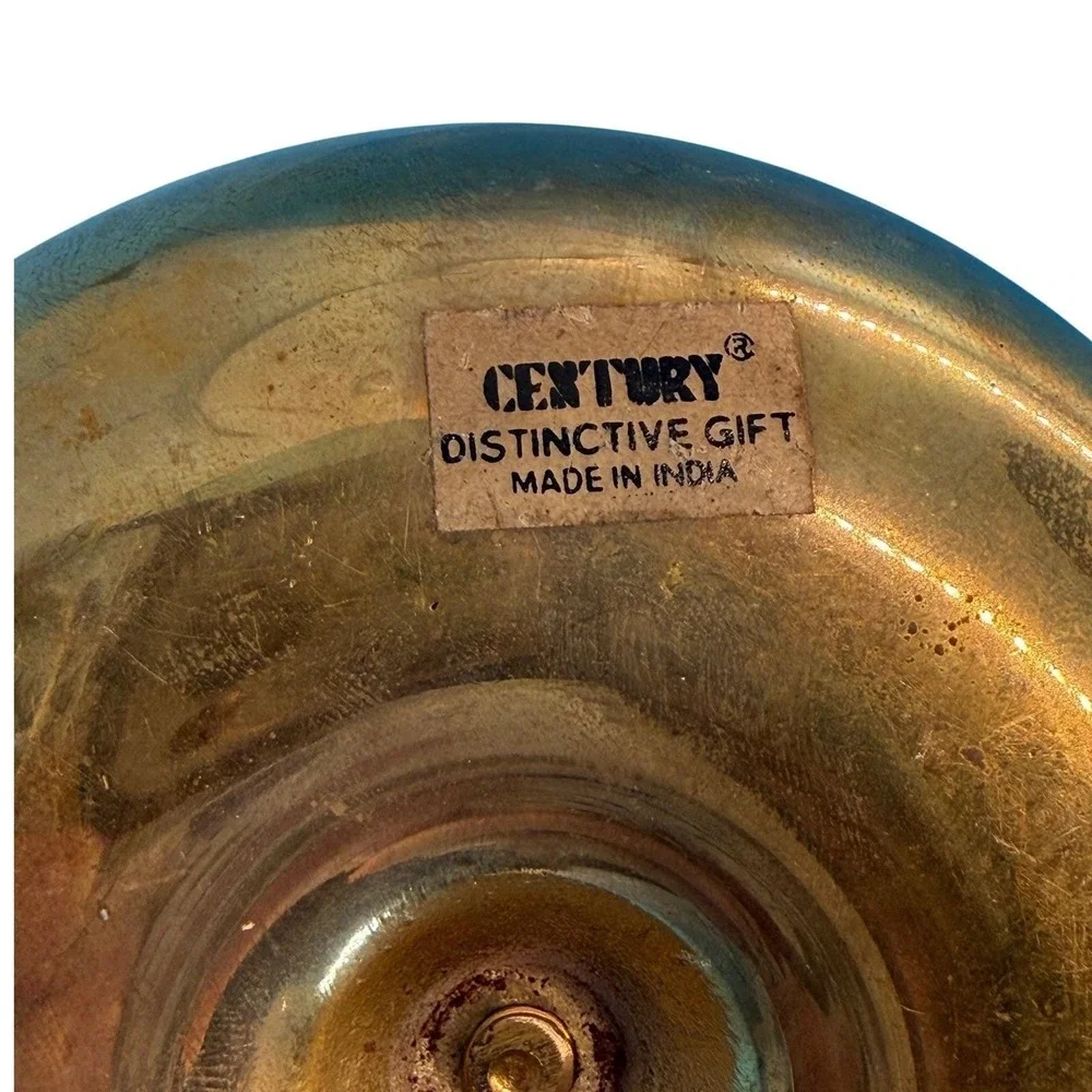 VTG Century Brass Chamberstick Taper Candle Holder Gold Finger Loop Drip India‎